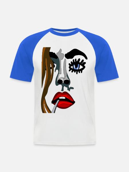 Farbgesicht Noir-Stil - Männer Baseball-T-Shirt - Weiß/Royalblau