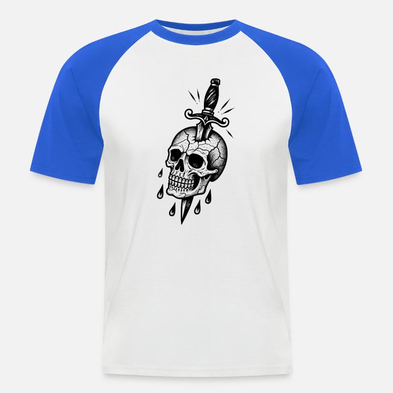 Zerbrochener Schädel mit einem Dolch - Männer Baseball-T-Shirt - Weiß/Royalblau