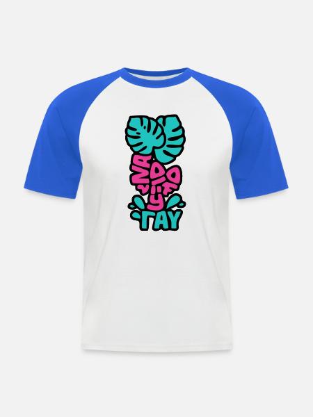 Vacay Vibes Schriftzug Grafik - Männer Baseball-T-Shirt - Weiß/Royalblau