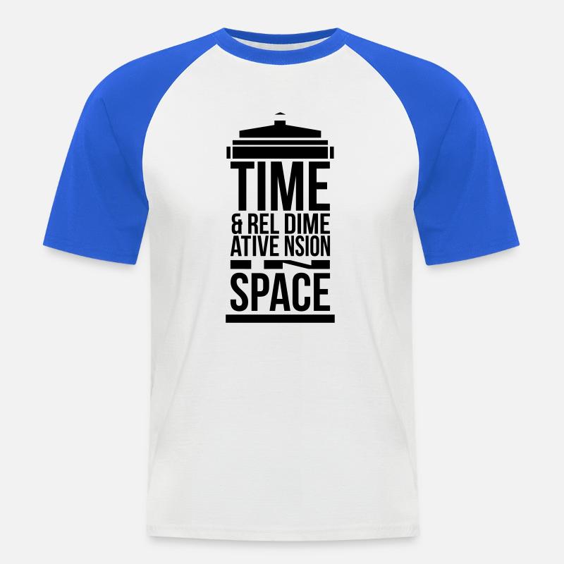 tardis - Maglia da baseball a manica corta da uomo - bianco/blu royal