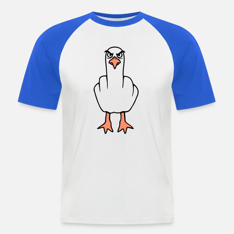 Möwe Mittelfinger Beleidigung Stinkefinger frech - Männer Baseball-T-Shirt - Weiß/Royalblau