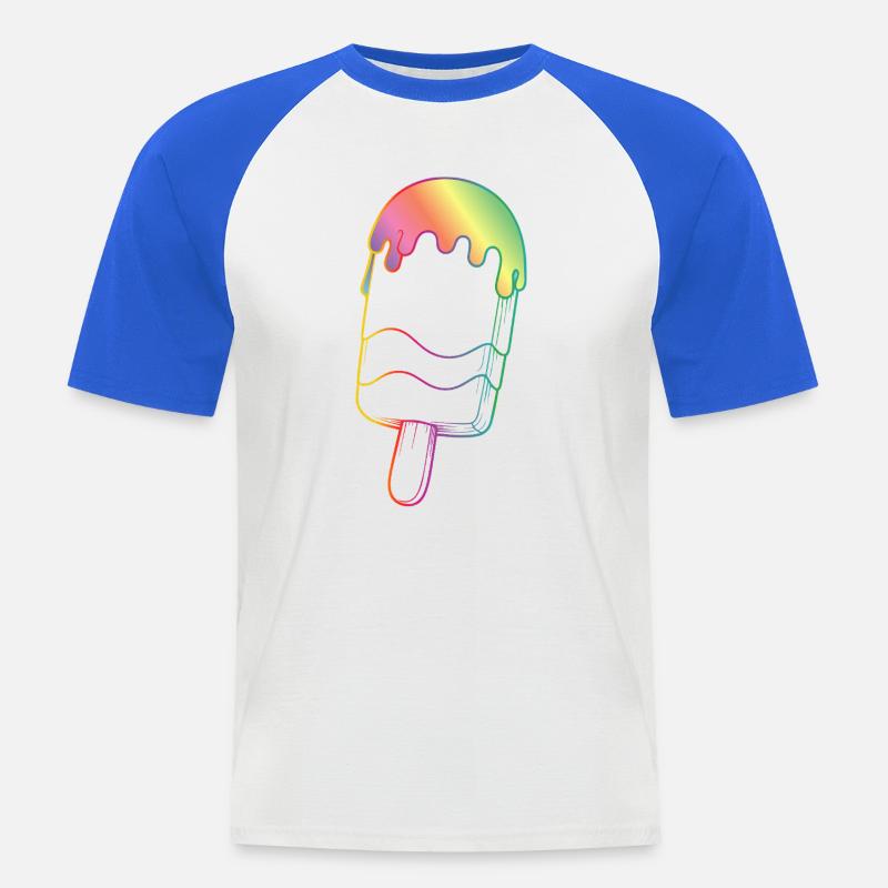Regenbogen Eis Outline Neon Style  - Männer Baseball-T-Shirt - Weiß/Royalblau