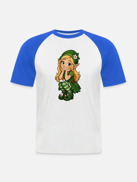 Grüne Elfenfreundin Illustration - Männer Baseball-T-Shirt - Weiß/Royalblau
