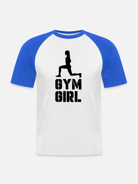Gym Girl - Männer Baseball-T-Shirt - Weiß/Royalblau