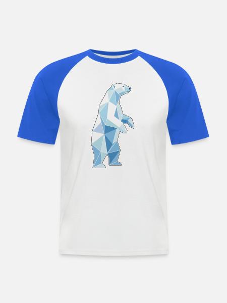 Stehender Poly Stil Eisbär - Männer Baseball-T-Shirt - Weiß/Royalblau
