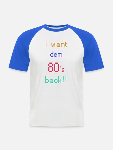 Retro 80er Rückkehr Pixelkunst - Männer Baseball-T-Shirt - Weiß/Royalblau