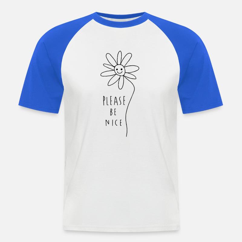 Please be nice – Friendly Minimal Statement - Men's Baseball T-Shirt - white/royal blue