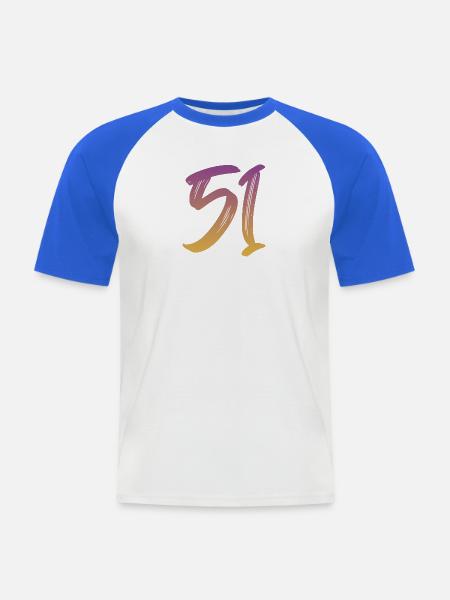 51 - Männer Baseball-T-Shirt - Weiß/Royalblau