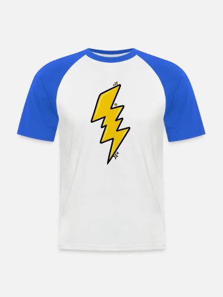 Heller Cartoon Gelber Blitz - Männer Baseball-T-Shirt - Weiß/Royalblau