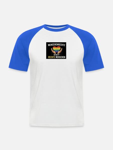 Human rights instead of right-wing people - Men's Baseball T-Shirt - white/royal blue