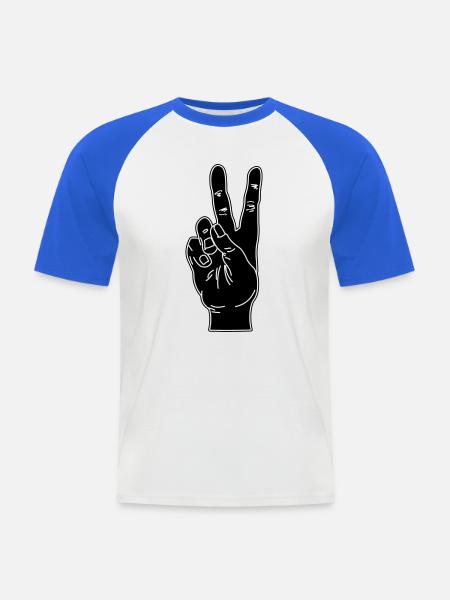 Black hand gesture peace - Men's Baseball T-Shirt - white/royal blue