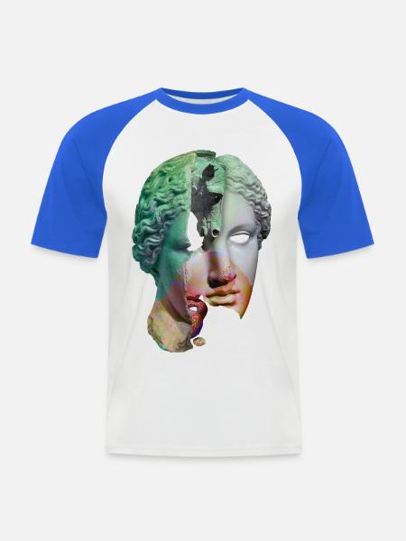 Zerbrochener Gott surreale Collage - Männer Baseball-T-Shirt - Weiß/Royalblau