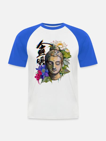 Lotus-Geisteszustand - Männer Baseball-T-Shirt - Weiß/Royalblau