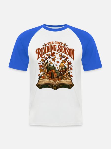 Zeit für gemütliche Lesestunden - Männer Baseball-T-Shirt - Weiß/Royalblau