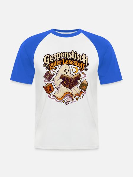 Gespenstisch guter Lesestoff - Männer Baseball-T-Shirt - Weiß/Royalblau