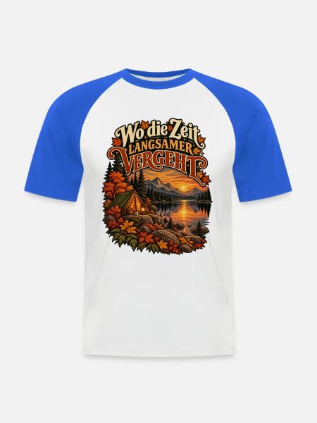 Wo die Zeit langsamer vergeht - Männer Baseball-T-Shirt - Weiß/Royalblau