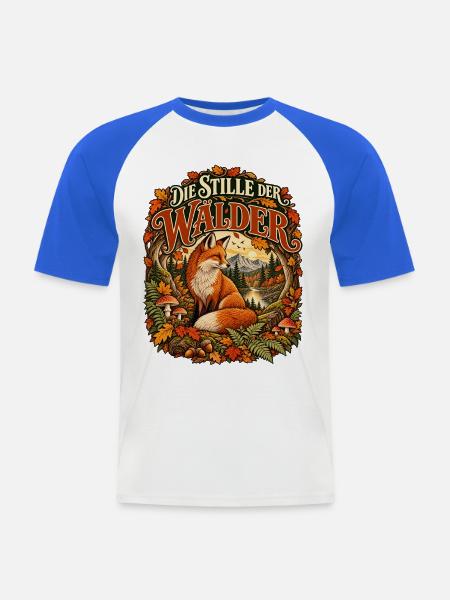 Die Stille der Wälder - Männer Baseball-T-Shirt - Weiß/Royalblau