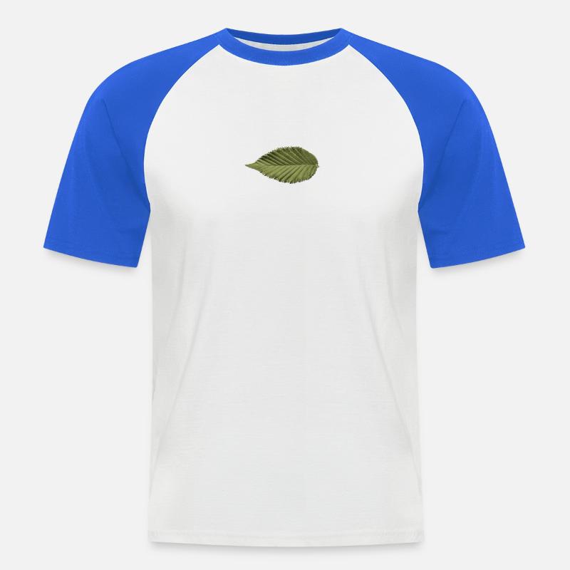 Leaf Structure Olive Green Pattern - Men's Baseball T-Shirt - white/royal blue