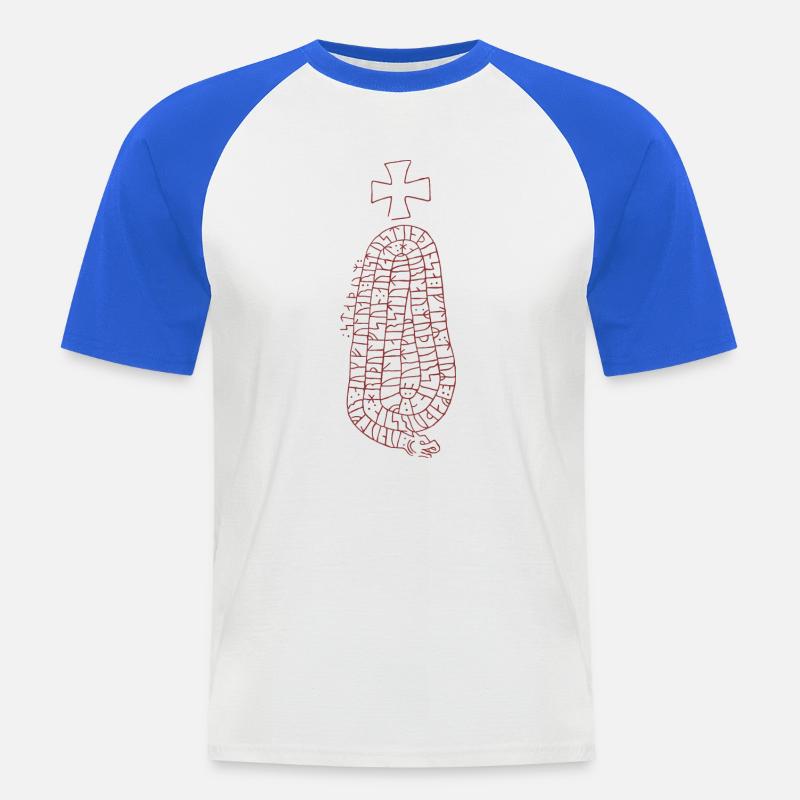 RUNSTEN, JÄRVSÖ - Männer Baseball-T-Shirt - Weiß/Royalblau