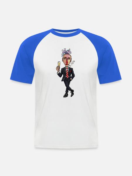 Surrealer Anzugheld mit sektglas - Männer Baseball-T-Shirt - Weiß/Royalblau