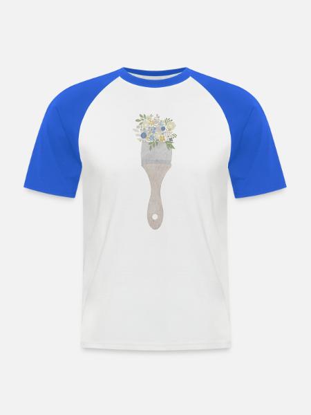 Pinsel-Blumenstrauß - Männer Baseball-T-Shirt - Weiß/Royalblau