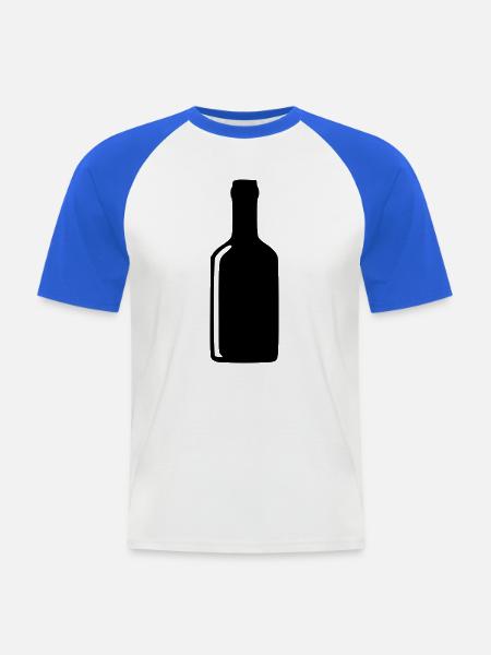 Flasche Wein Alkohol Geschenk  - Männer Baseball-T-Shirt - Weiß/Royalblau