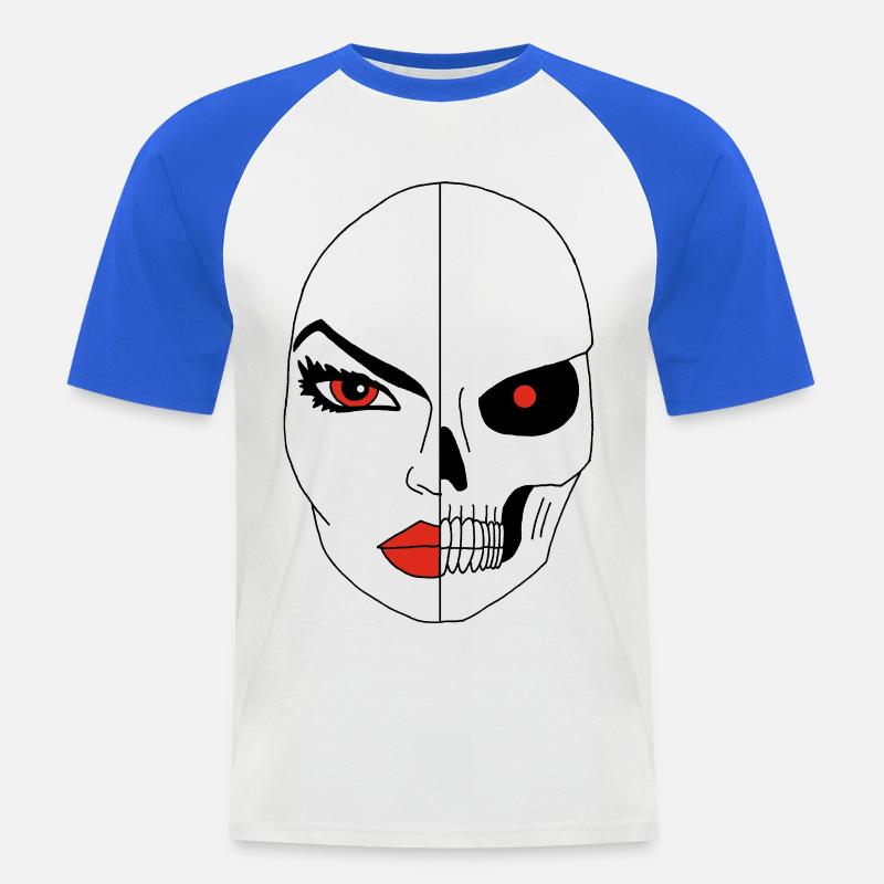 Das Gesicht des Todes - Männer Baseball-T-Shirt - Weiß/Royalblau
