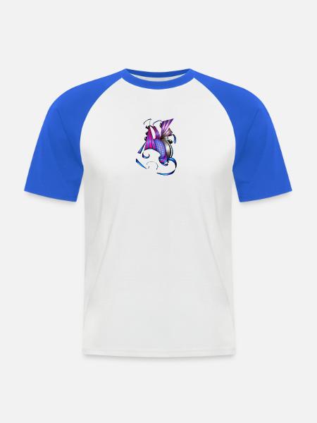 Farbige Spiral- und Fächerkunst - Männer Baseball-T-Shirt - Weiß/Royalblau