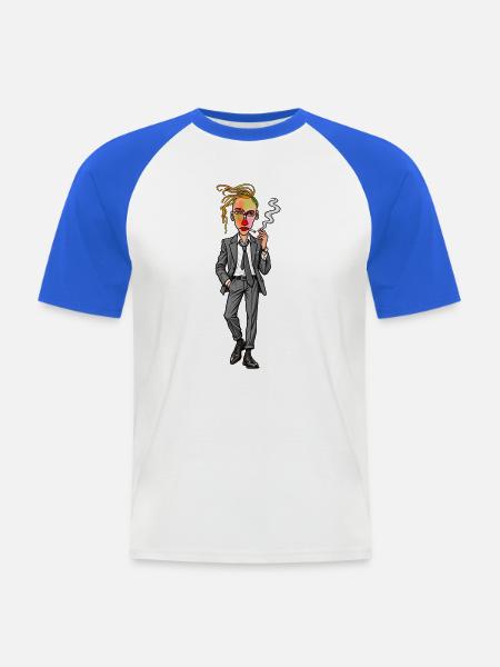 Grau Gangsterlook - Männer Baseball-T-Shirt - Weiß/Royalblau