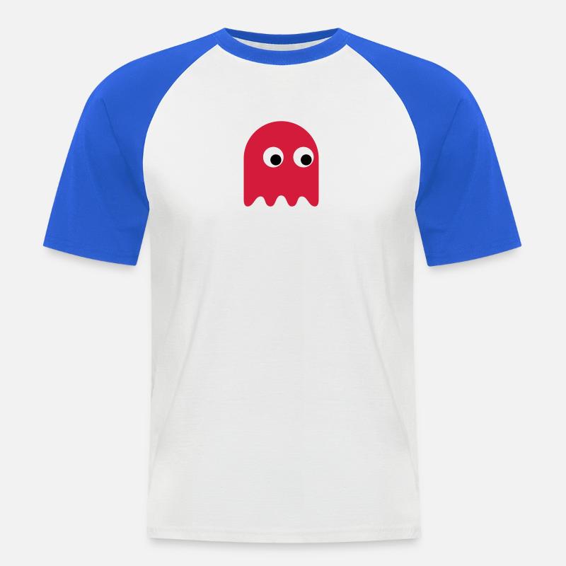 Game Classics Ghost - Männer Baseball-T-Shirt - Weiß/Royalblau