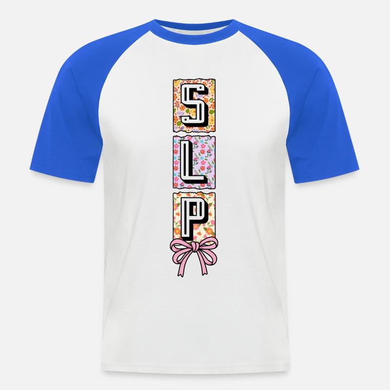 SLP Speech Language Pathology Speech Therapist - Men's Baseball T-Shirt - white/royal blue