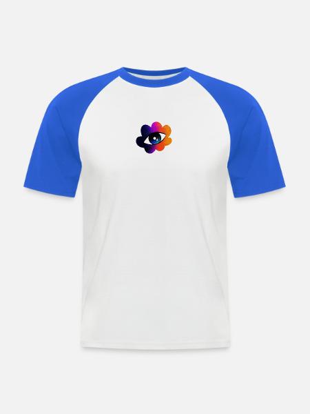 Auge in der Regenbogenwolke - Männer Baseball-T-Shirt - Weiß/Royalblau
