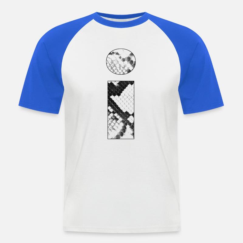 Schlangenleder Muster Buchstabe i - Männer Baseball-T-Shirt - Weiß/Royalblau