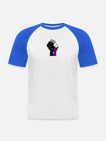 asexuell erhobene Faust - Männer Baseball-T-Shirt - Weiß/Royalblau