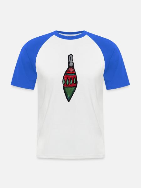 Karmesinrote Laternen-Ornament - Männer Baseball-T-Shirt - Weiß/Royalblau