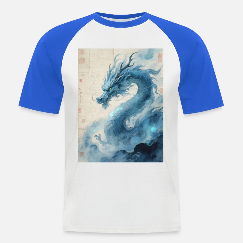 Der Erste Wind: Blauer Drache – Wiederbelebung - Männer Baseball-T-Shirt - Weiß/Royalblau