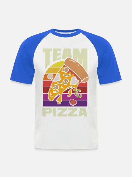 Team Pizza Lustiger Pizza Lover Spruch - Männer Baseball-T-Shirt - Weiß/Royalblau