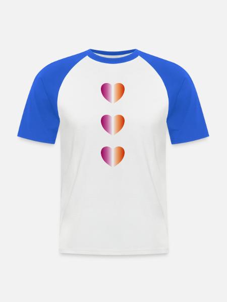 Lesbische Flagge färbt Herzen - Männer Baseball-T-Shirt - Weiß/Royalblau