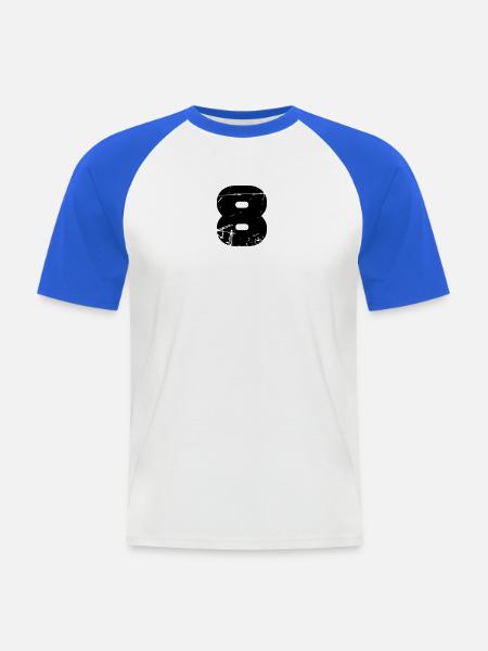 8 - Männer Baseball-T-Shirt - Weiß/Royalblau