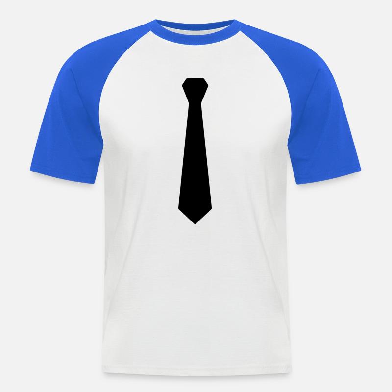 Krawatte - Männer Baseball-T-Shirt - Weiß/Royalblau