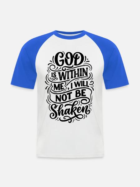 I_will_not_be_shaken - Männer Baseball-T-Shirt - Weiß/Royalblau