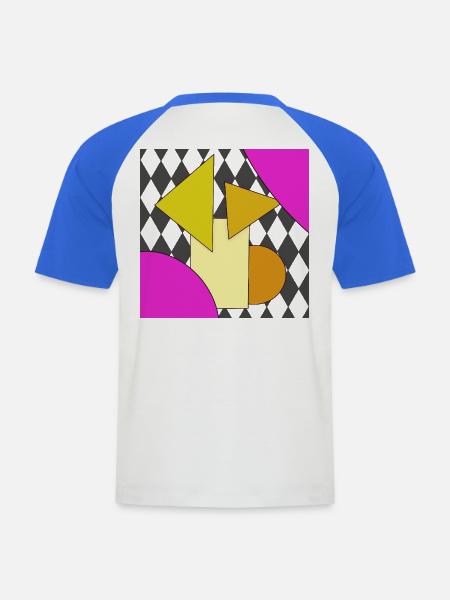 Geometrische Abstraktion Neon Pink - Männer Baseball-T-Shirt - Weiß/Royalblau