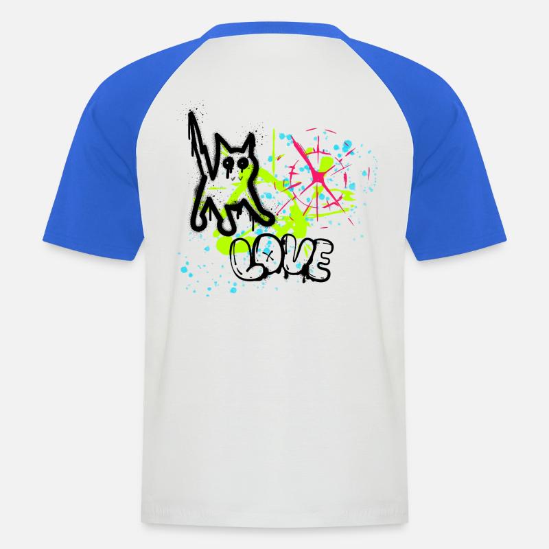 Neon Graffiti Splatter Pattern - Men's Baseball T-Shirt - white/royal blue