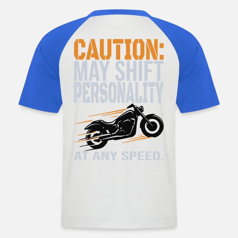 Caution – Personality Shift Biker Design - Men's Baseball T-Shirt - white/royal blue