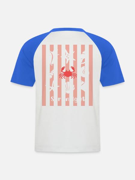 Strandgut Muscheln Seesterne und Krebs - Männer Baseball-T-Shirt - Weiß/Royalblau