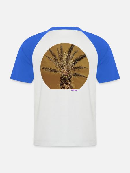 Goldene Palme - Männer Baseball-T-Shirt - Weiß/Royalblau