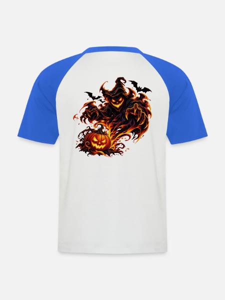 Feuriger Halloween Dämon - Männer Baseball-T-Shirt - Weiß/Royalblau