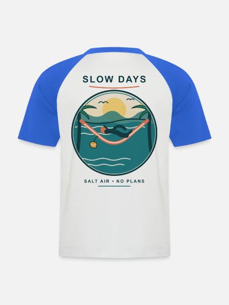 Slow Days Strandhammock Signet - Männer Baseball-T-Shirt - Weiß/Royalblau