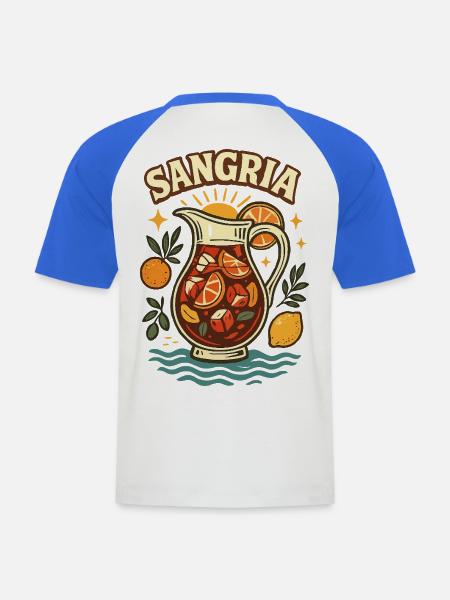 Sangria - Männer Baseball-T-Shirt - Weiß/Royalblau