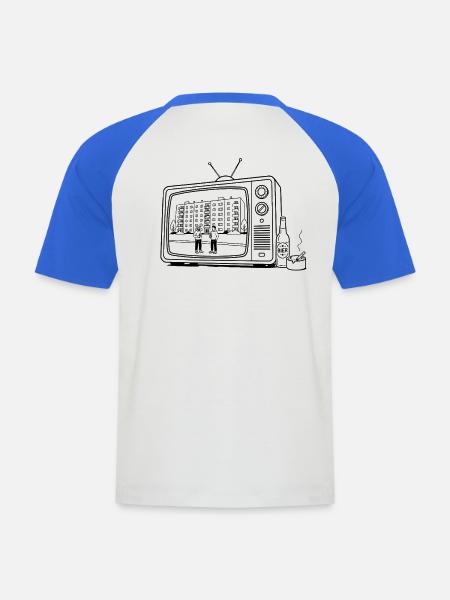 Ostblock TV - Männer Baseball-T-Shirt - Weiß/Royalblau